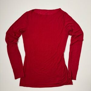 Intimissimi Red Cashmere Modal Long Sleeve Tee Top Size M Boat Neck